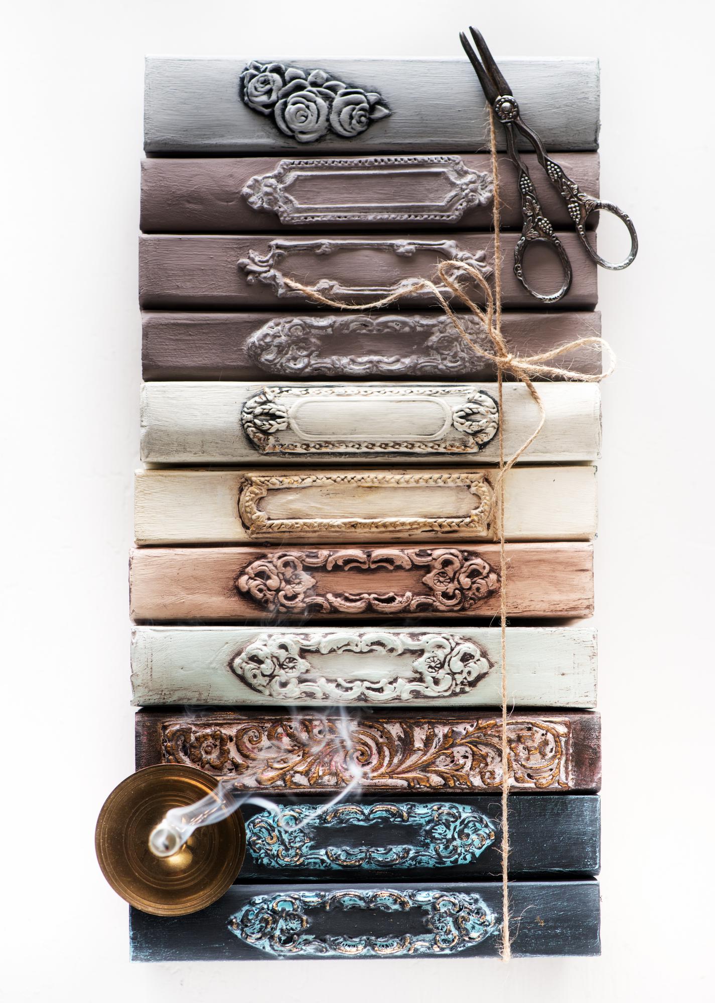 sample set of embroidered samples on fabric swatches